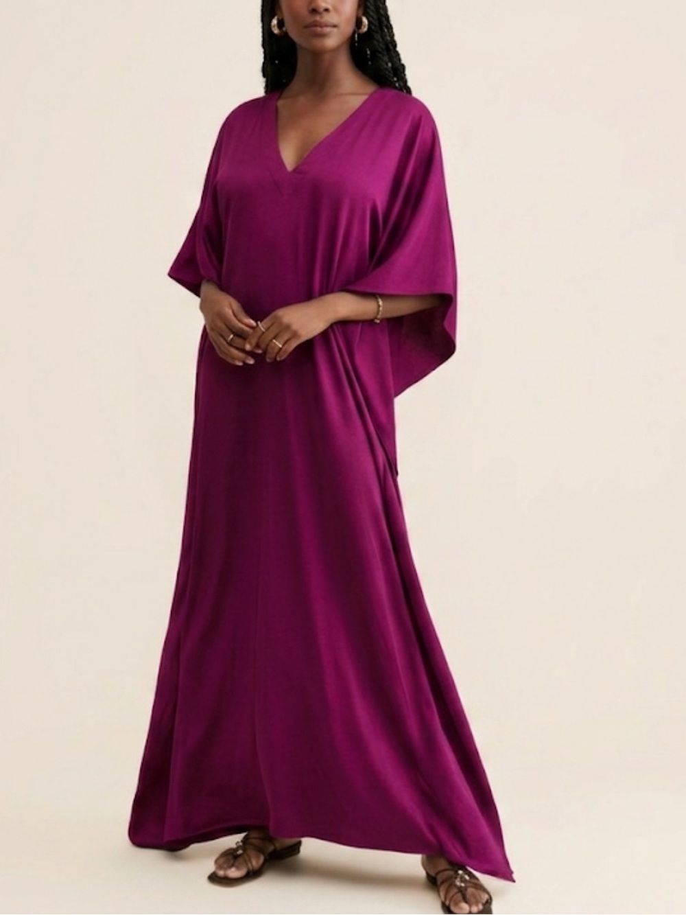 Ripley Rader Magenta V-Neck Ponte Knit Maxi Caftan Dress